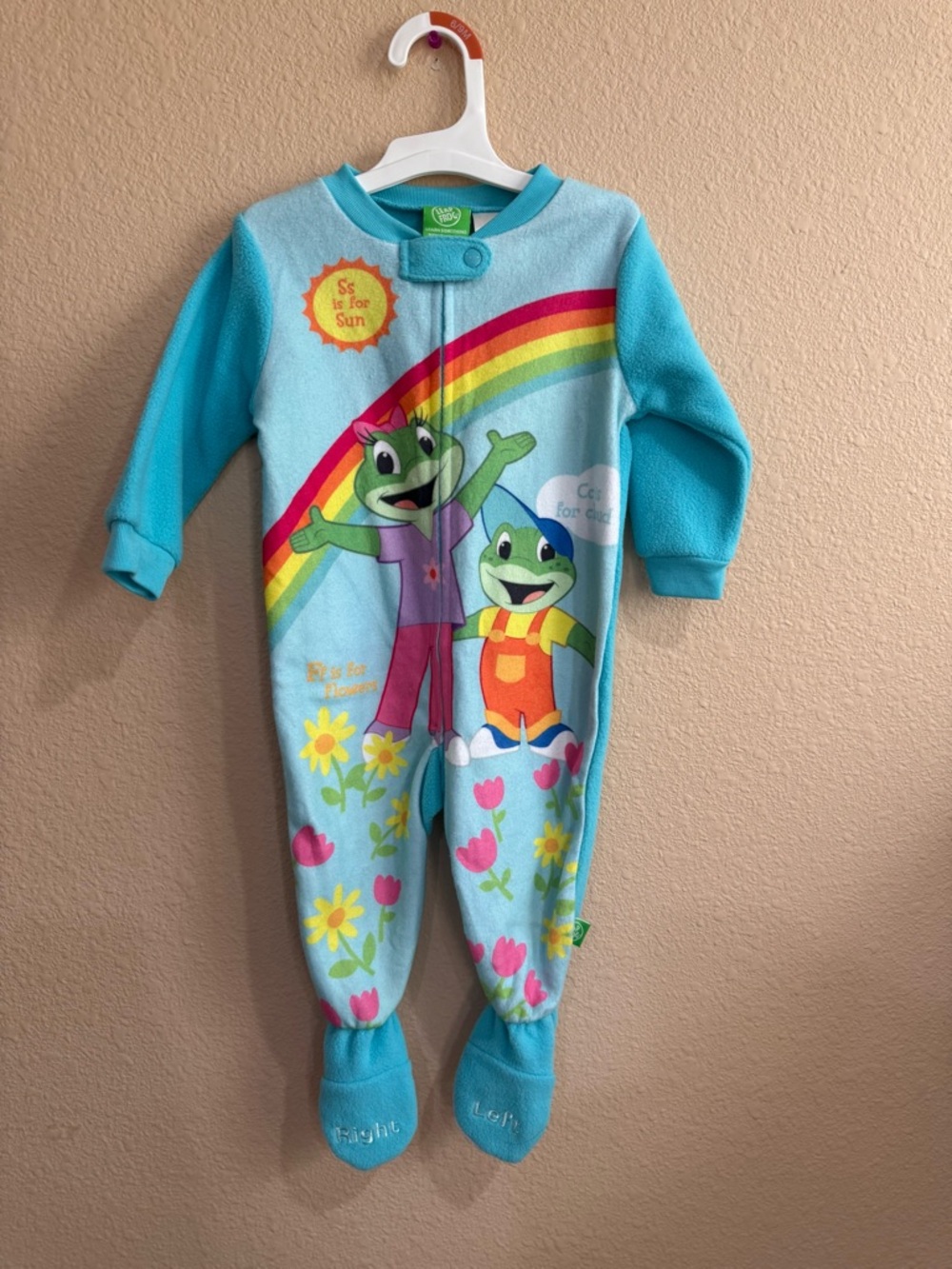 Vintage Leap Frog One-Piece Fleece Pajamas-12 month